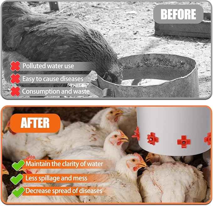 15 Pack Horizontal Chicken Waterer Nipples,Leakproof Chicken Nipple Water for Poultry Coop, Durable ABS Plastic & Stainless Steel, Water Saving Design,with Drill Bits