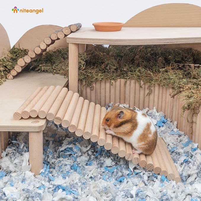 Niteangel Hamster Climbing Ladder Wooden Suspension Bridge for Guinea Pigs Rats Hedgehog Gerbils Mouse Sugar Glider and Other Small Animals (Small)