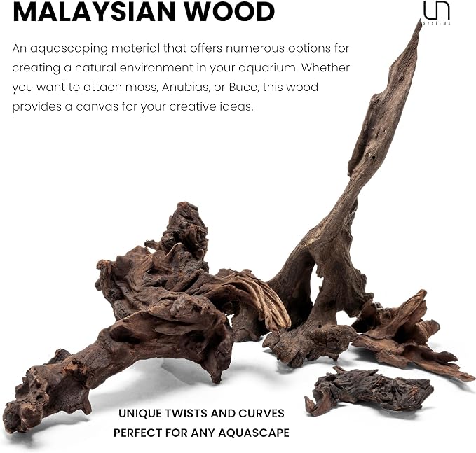 Ultum Nature Systems Driftwood - Malaysian Drift Wood for Fish Tank, Planted Tank, Terriarium, Paludarium - Versatile Natural Driftwood Decor, Events Wood Centerpiece - Malaysian, S 8-12", 5 Pack