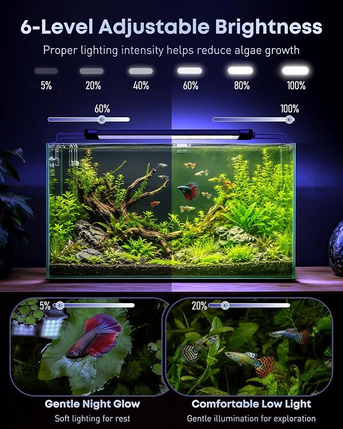Pawfly 33W Aquarium LED Light for 48 to 54 Inch Fish Tanks Extendable Fish Tank Light with Full Spectrum Brilliant White Blue Red Lights with Daytime & Night Modes and Adjustable Brightness