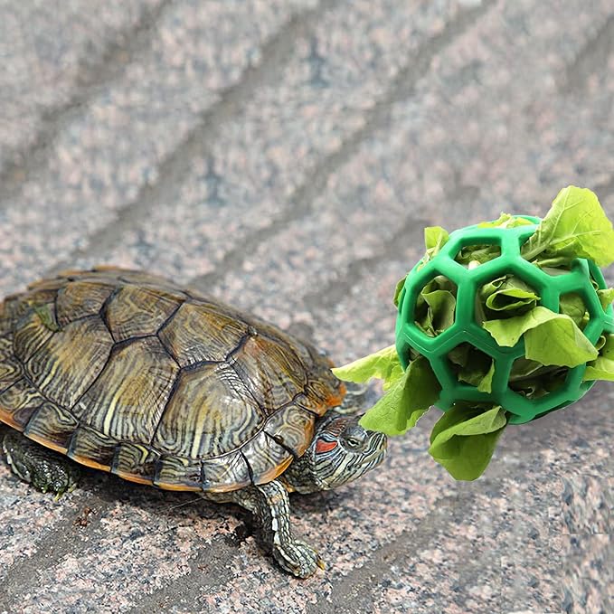 Tortoise Treat Ball Toy Hay Fruit Vegetable Feeder Hanging Feeding Grass Holder Foraging Toy for Small Animals Pet Tortoise Turtle