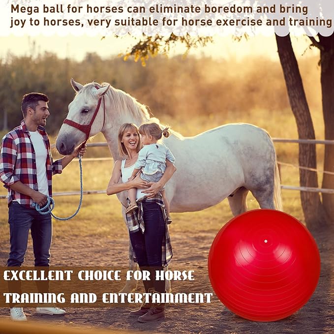 Sotiff 2 Pcs 40 Inch Horse Ball for Play Large Horse Big Equine Herding Anti Burst Dog Ball Soccer Giant, Pump Included(40 Inch,Blue and Red)