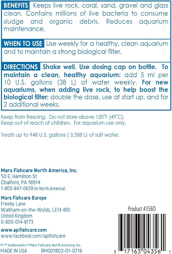 API Marine Stress Zyme Saltwater Aquarium Cleaning Solution 16-Ounce Bottle