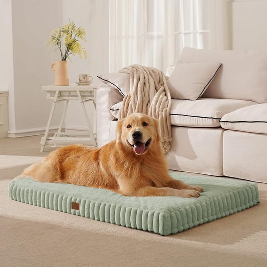Orthopedic Dog Bed for Extra Large Dog, Waterproof Pet Bed for Crate,Non-Slip Bottom and Egg-Crate Foam with Removable Washable Cover Crate Bed,Green,41"x27"x4"
