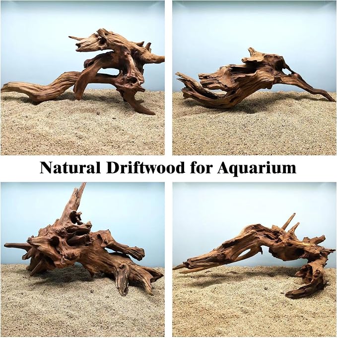 kathson Natural Driftwood for Aquarium Decor, 3-Piece 7''-11'' Large Driftwood for Decorations on Fish Tank, Reptiles Bearded Dragon Terrarium Ornament Accessories or Air Plants