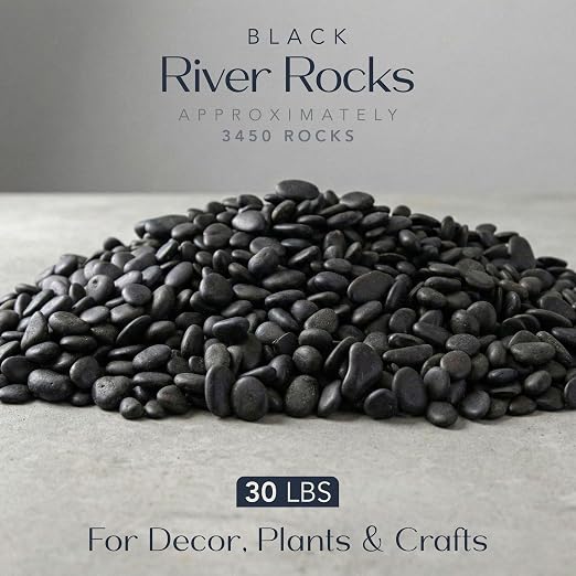 Royal Imports River Rocks, Aquarium Gravel – Black 0.5"- 0.75" - 30 lbs | Decorative Ornamental Vase Filler Pebbles for Potted Plants, Terrariums, Vases, Succulents, Fish Tank Gravel, DIY & Crafting