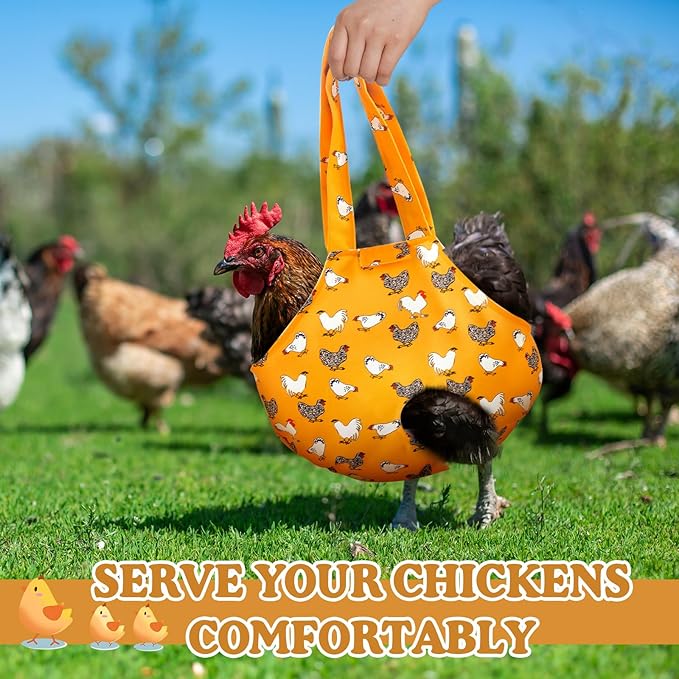Paterr 2 Pack Chicken Holder Bag, Chicken Carrier Sling Catching Hand Bag Hen Sling with Handle Farm Supplies for Hen Rooster Transport Traveling Hiking Driving(Yellow,13.5 x 13.5 Inch)