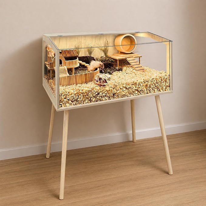 PROLEE Hamster Cage with Legs, Guinea Pig Cages Chew Proof, Hamster House, Hamster Cages and Habitats, Small Animal Cage, 40" L x 20" W x 47.5" H