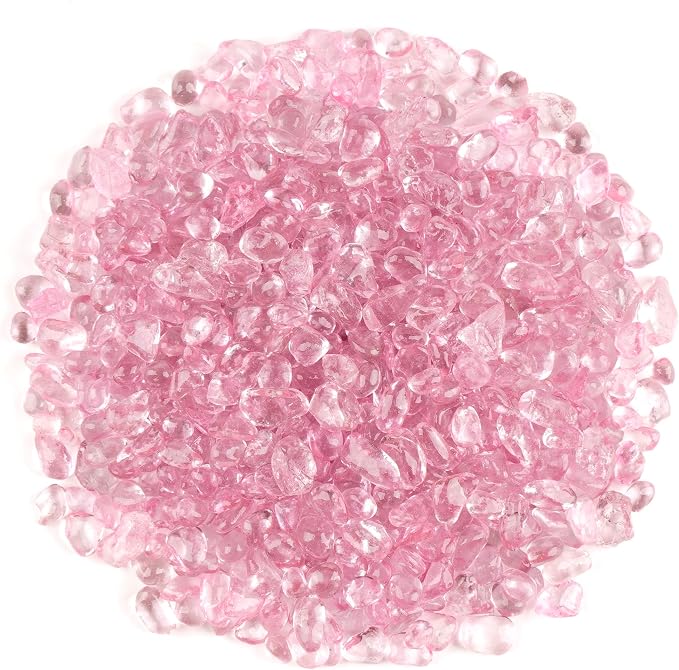 WAYBER 1 Pound Tumbled Sea Glass Pebbles Decorative Glass Stones, Pink | Vivid Long-Lasting Hues, Lustrous Polished Finish, Non-Toxic Material, Ideal for DIY Crafts & Home Decorations