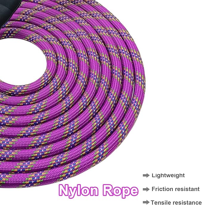 MayPaw Heavy Duty Rope Dog Leash, 6/8/10/15/20/30FT Long Nylon Pet Leash, Soft Padded Handle Thick Lead Leashes for Large Medium Dogs (Purple, 1/2" * 10')