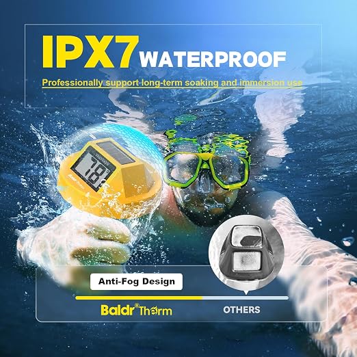 Pool Thermometer Solar Digital Floating, High Precision Large Screen Without Fogging with Double-Sided Display Screen for Swimming Pool, Aquarium, Spa, Hot Spring, Ponds(Yellow)
