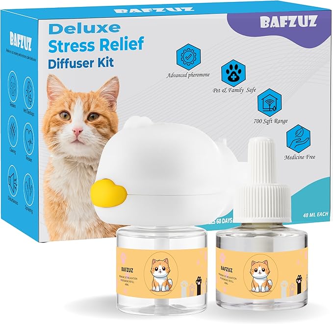 Cat Calming Pheromone Diffuser | Support Anxiety Stress Relief | Helps Stop Scratching Spraying Peeing Hiding Aggression | 60-Day Kit
