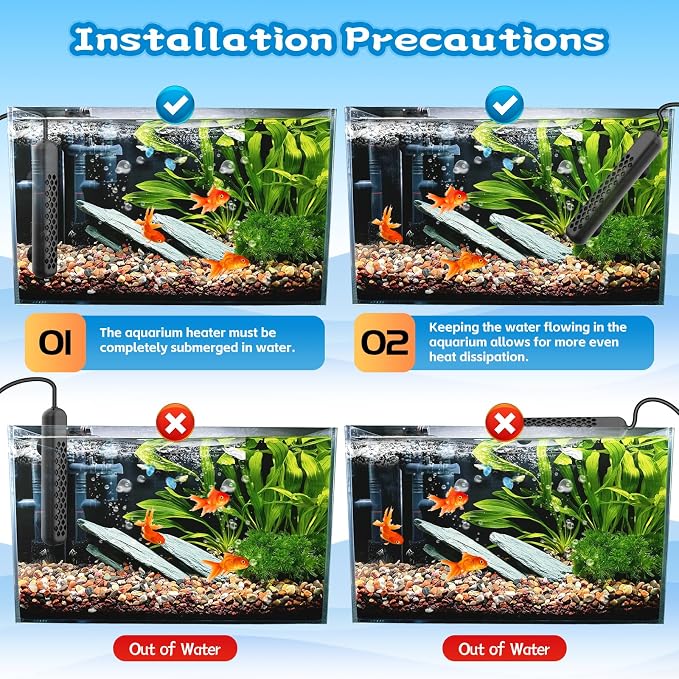 Aquarium Heater, 100W/200W/300W/500W Adjustable Fish Tank Heater with Intelligent Digital LED Controller, Overheating and Out of Water Protection for Freshwater and Saltwater Tanks