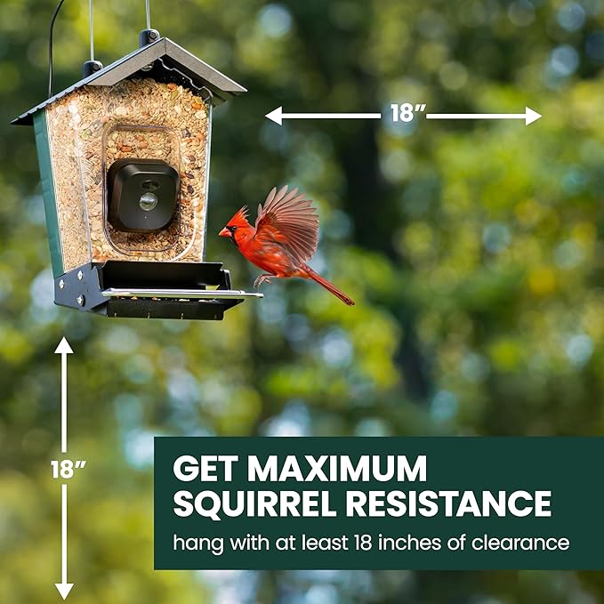 Perky-Pet Solar Powered Smart Bird Feeder with Camera - Squirrel-Resistant, 3.2L Capacity, Motion Activated 1080p HD WiFi Live Stream Camera, SPCAM, SPCAMSLR - Camera Feeder Gift Idea, Red