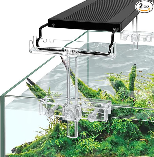 driamor Aquarium Light Riser Adjustable, Clear Acrylic Fish Tank LED Light Stand Aquarium Lamp Holder Bracket Kit 2pcs Transparent Support for Width 2.5-4.4 Inches Light with Extendable Bracket