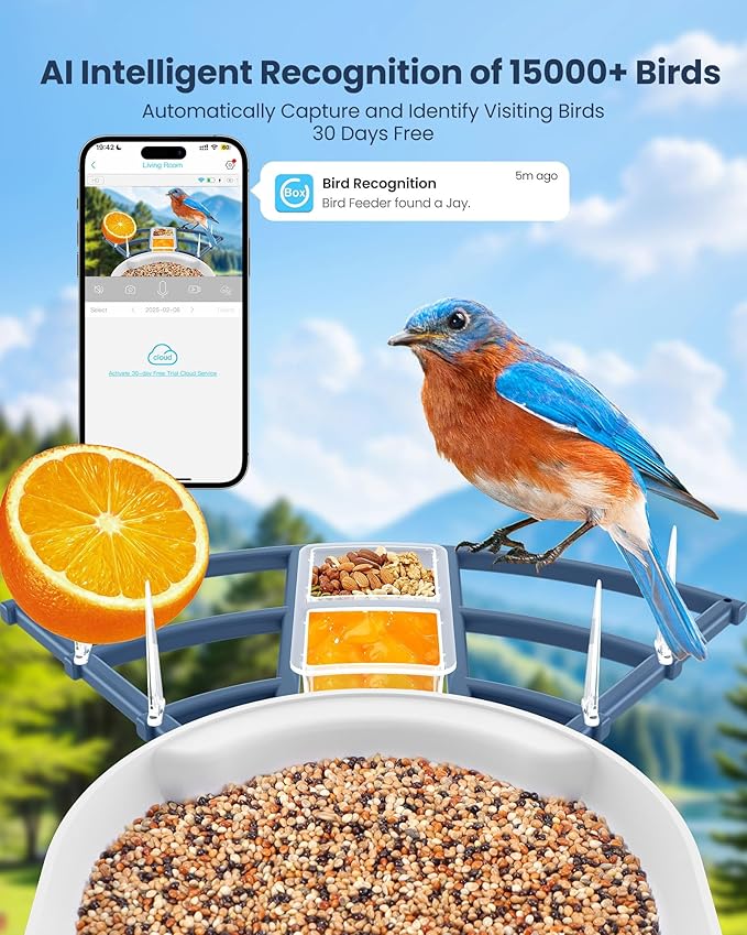 Mother’s Day Present, Smart Bird Feeder with Camera, Solar Powered Bird Feeder Camera with AI Bird Identification, Bird Watching Camera Outdoor, Auto Capture & Notify, Ideal Present for Bird Lover