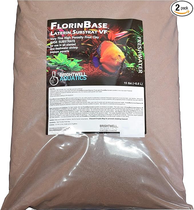 Brightwell Aquatics FlorinBase Laterin Substrat VF - Very Fine Granular High Porosity Clay Base Substrate for Planted and Freshwater Shrimp Aquaria, 15 lbs