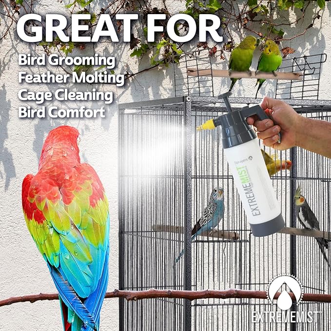 ExtremeMist® Bird & Aviary Care Starter Kit 20oz + 32oz Continuous Pressurized Mist Spray Bottles for Bird Bathing, Cooling & Cage Cleaning | Gentle Parrot, Finch & Aviary Mist Sprayer Set