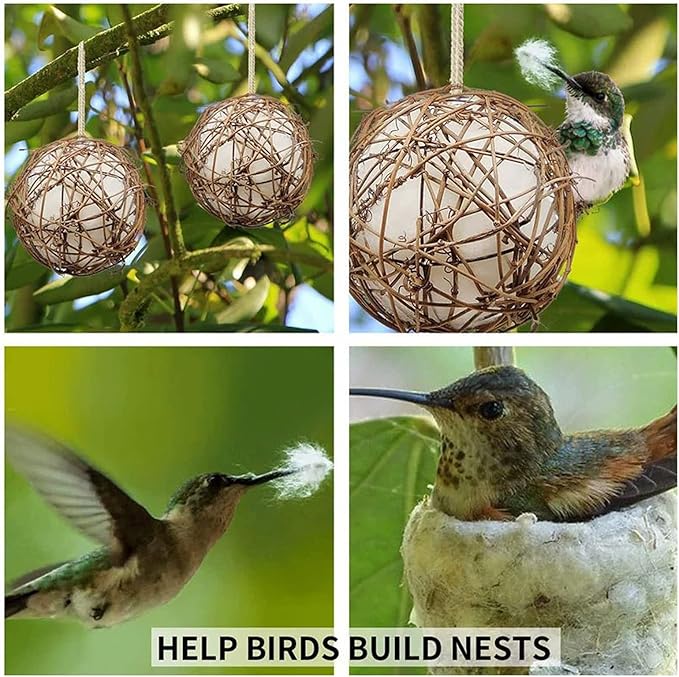 3PCS Globe Hummingbird Nesting Material Holder, Set of 3, Bird Lover Gift, Indoor Outdoor Garden Decor