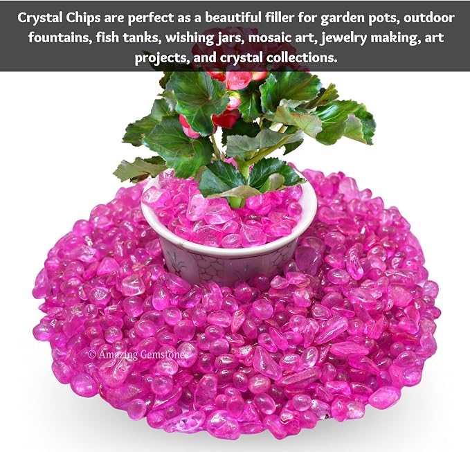 Amazing Gemstone Rose Aura Quartz Crystal Chips Aquarium Gravel Rocks - Aura Quartz Chips Bulk Fish Tank Gravel,Small Tumbled Stone Chips and Tiny Crystals for Decoration (Natural AAA Grade Gemstone)