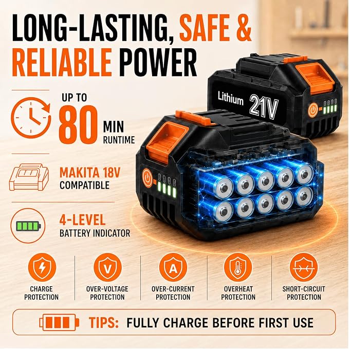 Cordless Stick Water Transfer Pump 770 GPH with 2 4.0Ah Batteries (Orange) | 2X4 Ah Batteries, 32ft Lift, 11.5 FT Hose & 8-Mode Nozzle, For Hot Tub, Pool, Basement