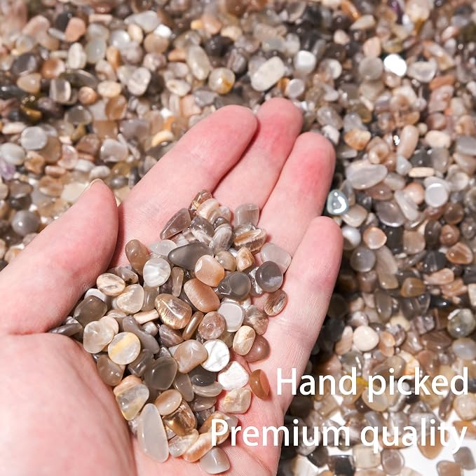 Black Moonstone Chips Bulk 1lb, 850+ Pieces, 5-8mm Natural Gemstones