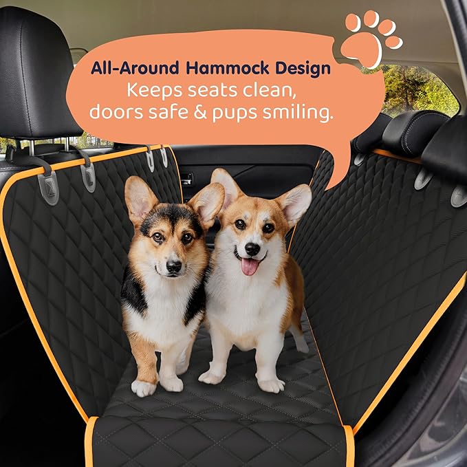 Petloox XL Dog Car Seat Cover for Back Seat, Waterproof Hammock for Car, SUV & Truck, Non-Slip Backseat Cover for Dogs, Heavy-Duty Dog Hammock Style Seat Protector Pets, Easy to Install & Clean