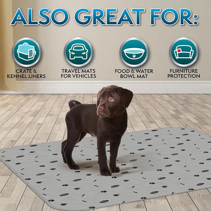 Simple Solution Large Washable Puppy Pad, Reusable Dog Training Pads for Housebreaking and Senior Dogs, Absorbent Waterproof and Odor Control, Travel Supply, 34 x 36 Inches, 2 Count