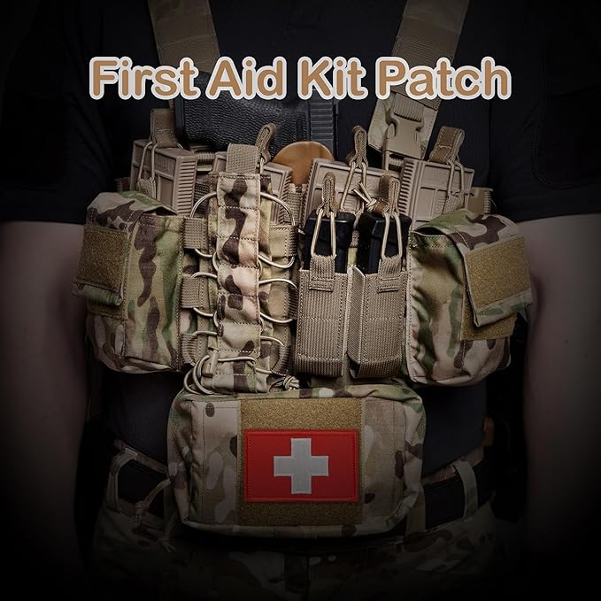 2 PCS First Aid Kit Patch, Medic Red Cross Patch Tactical Medical Patches for Packs Military Bags Backpacks Clothings Jackets Hats Pet Harness (Embroidered, 3x2 in)