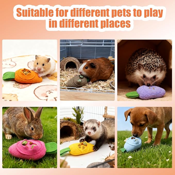 Hamiledyi Guinea Pig Foraging Toys Rabbit Enrichment Interactive Toy for Relieve Boredom Food Hide Puzzle Toys Exercise Acitivity Forage Toy for Hamster Chinchilla Small Animals (6 Pieces)