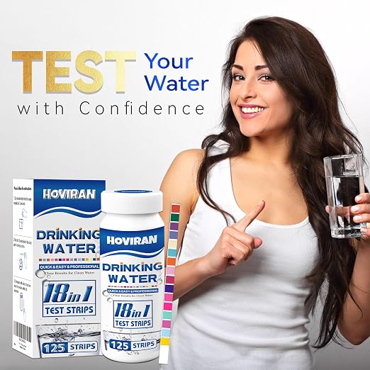 Drinking Water Test Strips 125ct 18 Parameters, Home Water Test Kit | Easy to Use Water Testing Kit for Lead, Hardness, Iron, Copper, Heavy Metals, Chlorine, Nitrate and More