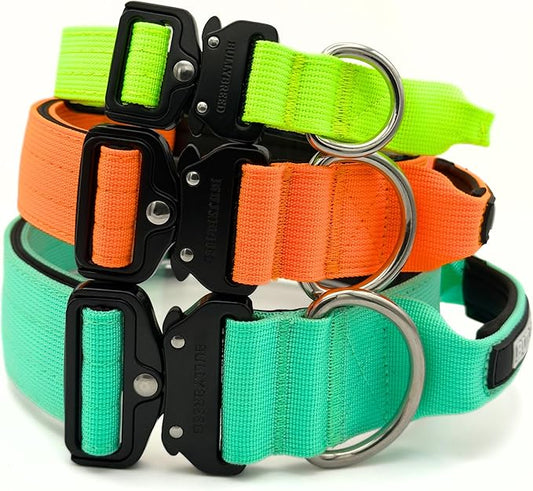 Heavy Duty Dog Collar, Tactical Dog Collar, Dog Collars for Medium Dogs, Waterproof Dog Collar, Dog Training Collar, Quick-Release Metal Buckle, Adjustable Sizes – BULLYBREED (Orange, Medium)