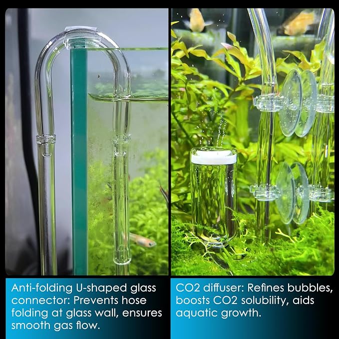 CO₂ Level Indicator Reagent for Aquarium Fish Tank Test Kits Glass Aquarium Water C02 Drop Checker Container DIY CO2 Reactor Bottle caps Kits and so on
