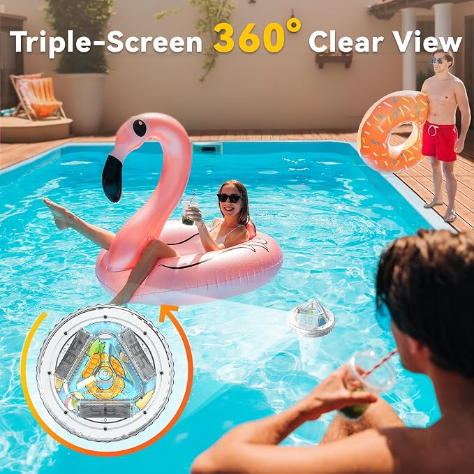 Digital Floating Pool Thermometer, Anti-Fog Design with 360° Visibility, IPX7 Waterproof Water Temp Monitor for Swimming Pools, Hot Tubs, Ice Baths, Spas, Aquariums & Ponds