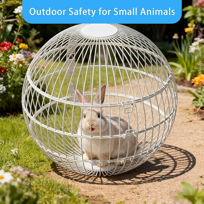 Rolling Small Animal Cage 11.8 inches, Metal Mesh Ball Cage for Hamsters Gerbils and Mice, Portable Indoor and Outdoor Exercise Cage for Supervised Play