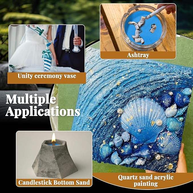 RAINFLOW 15 OZ Fine Blue Sand for Crafts - Colored Quartz Zen Garden Sand Decorative for Vases Filler, Wedding Unity Ceremony, Incense Burner, Ritual Incense
