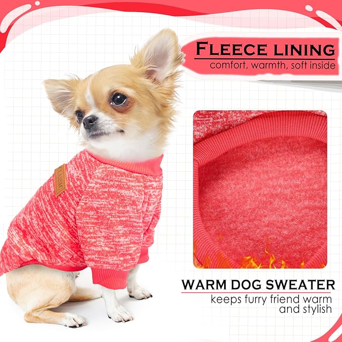 2 Pack Dog Sweaters for Small Dogs Christmas Fleece Puppy Sweaters Warm Thick Outfit Pet Sweatshirt Winter Clothes Small Sweater for Boy Girl Doggy Yorkie Chihuahua,XS