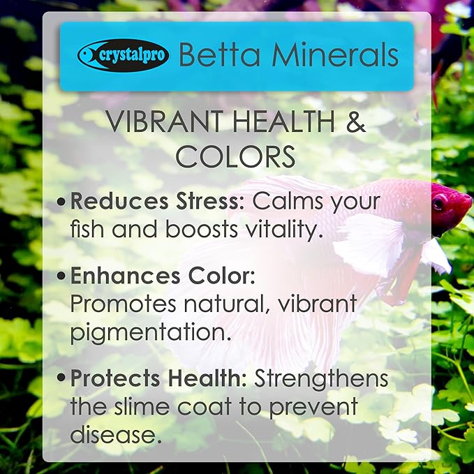 Crystalpro Betta Minerals for Betta Fish Health - Reduces Stress - Boosts Protective Coat - Aquarium Mineralizer (4.2 Oz (125ml))