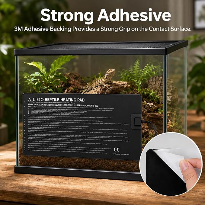 Aiicioo Reptile Heating Pad - Hermit Crab Heater Heat Mat for Reptiles Snake Lizard 24 Watt