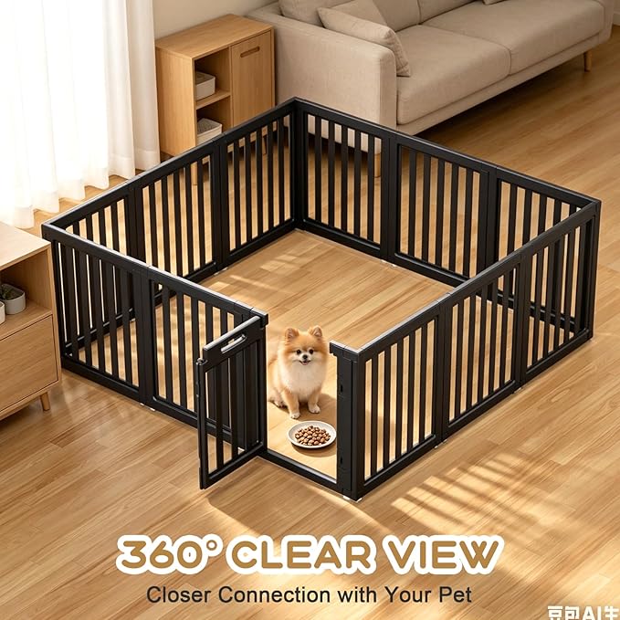 Dog Playpen, Clear Dog Pen, Dog Pen Indoor, Easy to Install and Remove Dog Play Pen, Puppy Playpen Suitable for Dogs, Cats,Dog Playpen Indoor (Black, 23.6 inch Height, 12 Panels)