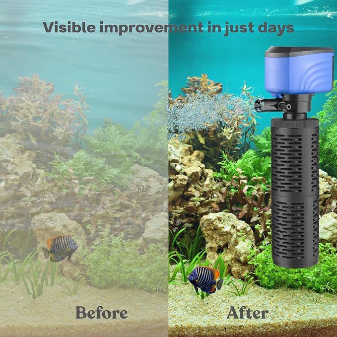 50-150 Gallon Submersible Aquarium Filter, Internel Fish Tank Filters for Large Tanks, Whisper Turtle Tank Filter for Small Pond, Saltwater & Freshwater, 12-Inch