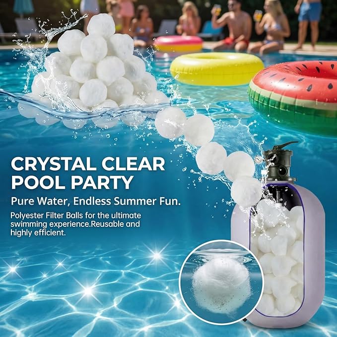 MAQIHAN 50PCS Pool Filter Balls - Sand Filter Ball, Aquarium Filter Media | Reusable Poly Filter Balls for Pool Robots & Water Tank, Sand Filter Pump Systems Accessories, Swimming Pool Cleaning, White