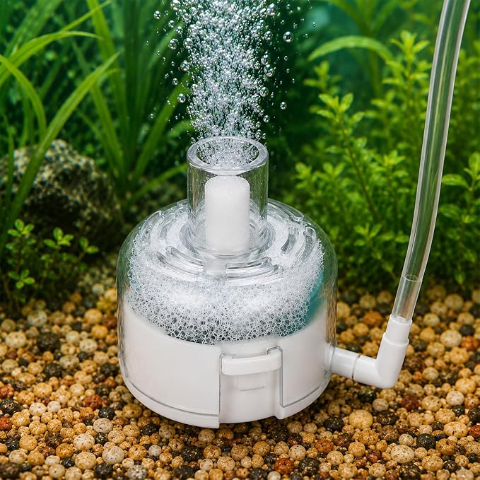 Mini Aquarium Sponge Filter, Small Aquarium Filter, Small Fish Tank Filter with Foam and Air Stone, Submersible Bio Sponge Filter for Fish Tanks up to 5 Gallon Betta Tank, Shrimp Tank, Fry Tank