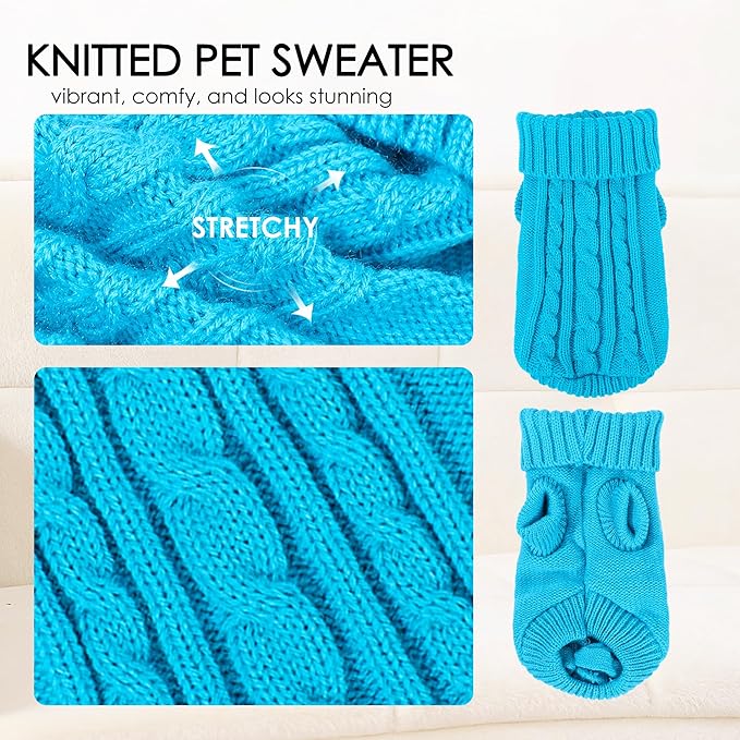 2 Pieces Dog Sweaters for Small Dogs, Turtleneck Knitted Chihuahua Yorkie Sweater, Dog Clothes Winter Warm Pullover Sweaters, Pet Cat Clothing Cold Weather Puppy Clothes Outfits (Small)