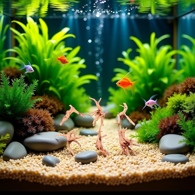 1Pc Natural Aquarium Driftwood Branches Wood Aquarium Trunk Driftwood Tree Fish Tank Log Decoration Plant Stump, Assorted Size(8-10cm),Ornaments, Décor Thematic Ornaments,Pet Supplies