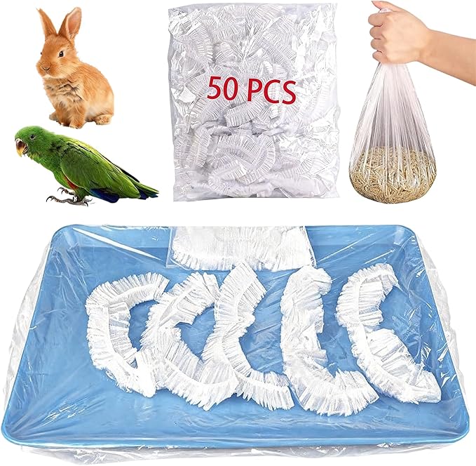 50 Pcs Bird Cage Liner, Leak-Proof Bird Cage Liners 14.17 * 10.23inch, Rabbit Litter Box Liners, Quick Cleanup Essential for Small Animals Indoor Use