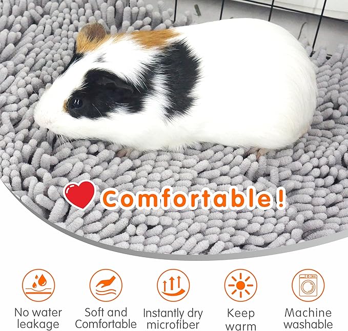 Guinea Pig Cage Liner Bedding 2 PCS, Washable Guinea Pig Bed Mat, Extra Absorbent Rabbit Pee Pad Reusable, Non-Slip Fleece Blanket for Bunny and Small Animal Cage Accessories (Grey, 24"x16")