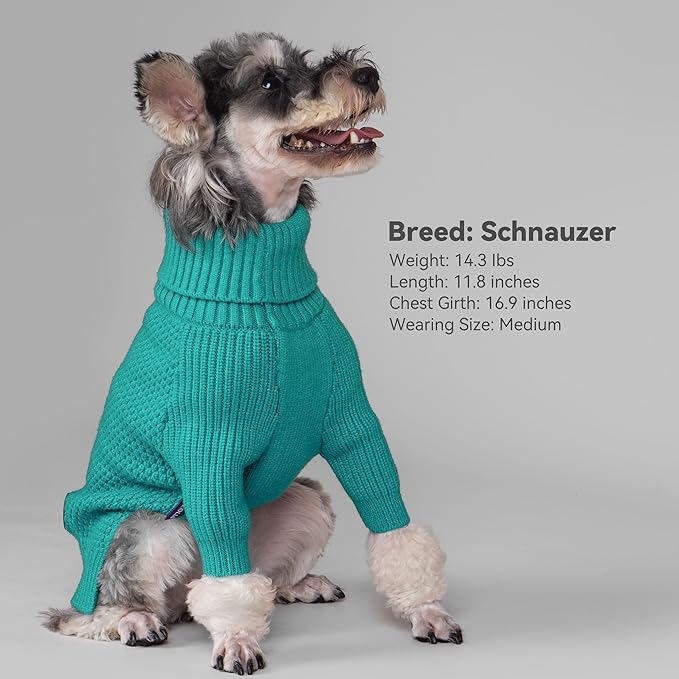 cyeollo 4XL Dog Sweater, Stretchy & Cozy Warm Dog Sweaters for Large Dogs Boy, Pullover Knit Fall Winter Sweatshirt for Giant Breed Big Dogs Clothes, Doberman Great Dane Apparel, Aqua Green XXXXL