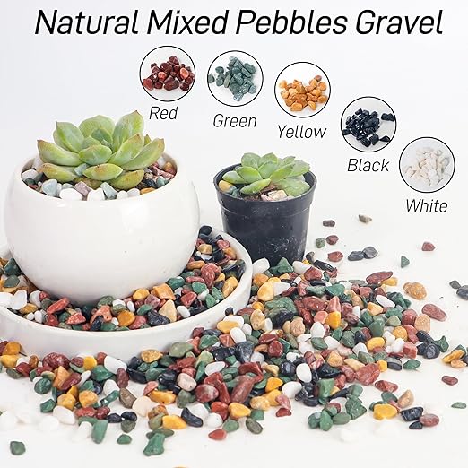CJGQ 2.4lb Aquarium Gravel for Plants, 1/4Inch Fish Tank Gravel for Succulent Cactus and Bonsai, Decorative River Rocks Pebbles for Gardening, Flower Pots, Landscaping,Terrarium