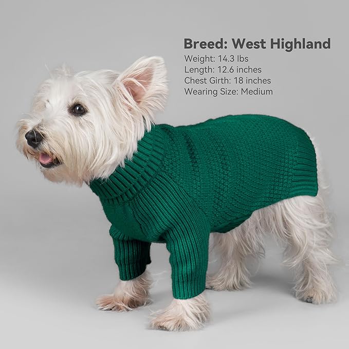 cyeollo 4XL Dog Sweater,Pullover Turtleneck for Large Giant Dogs Classic Knitwear Fall Winter Cold Weather Dog Clothes Warm Pet Apparel Large Big Dogs Sweaters Male&Female, Green XXXXL